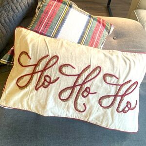 POTTERY BARN HO HO HO HOLIDAY LUMBAR PILLOW COVER RED GOLD